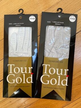 2 Ladies Left Hand Golf Gloves - White - Small (for righties). 1 new; 1 worn 2X